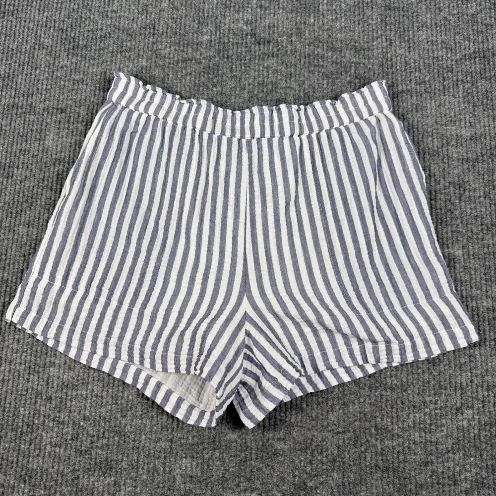 Rails Leighton Shorts Womens XL Organic Cotton Admiral Stripe High Rise Lined